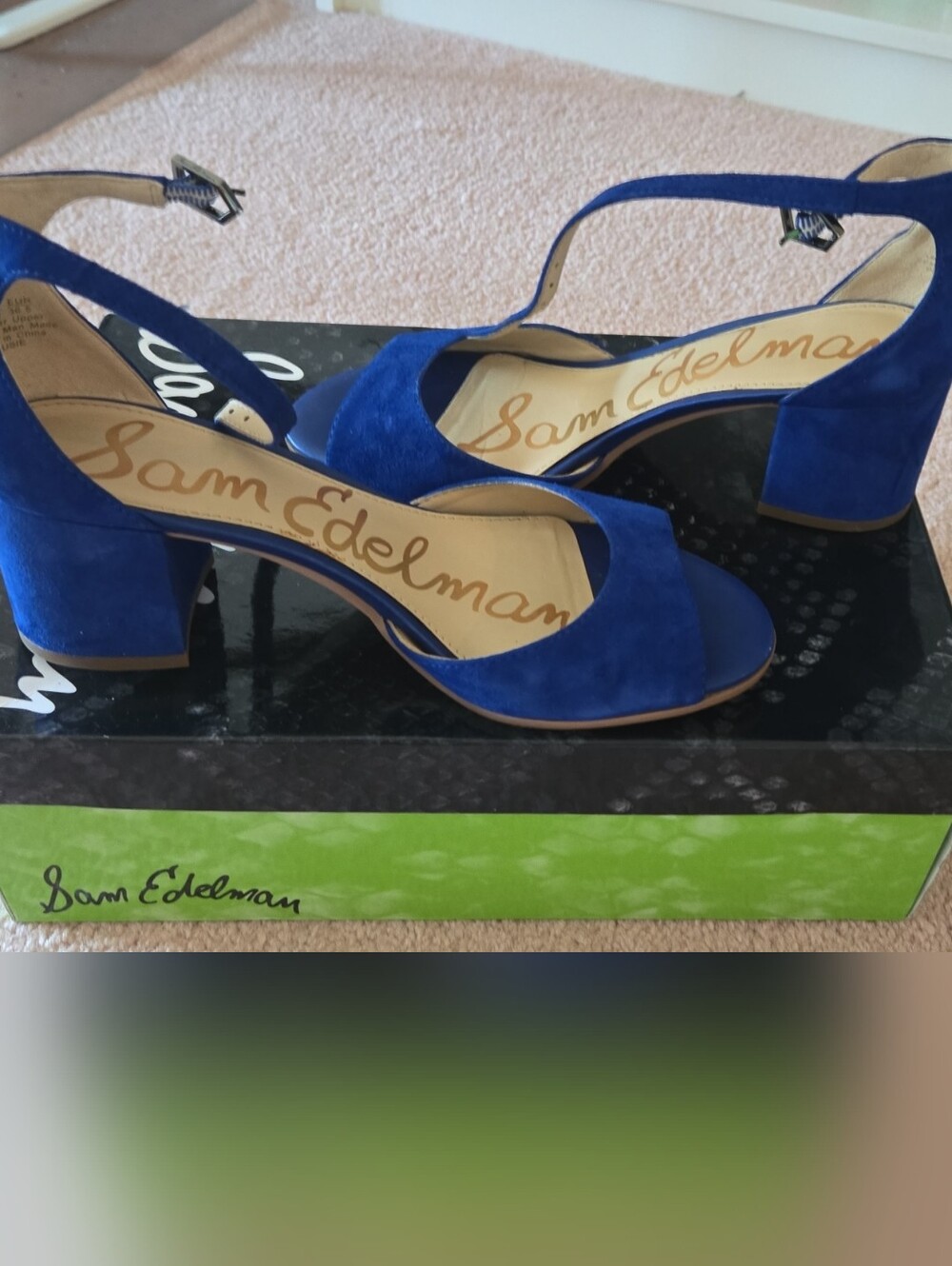 Sam Edelman Cobalt Suede Block Heel Sandals